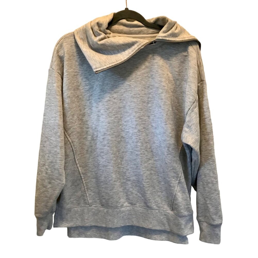 Zella Women's Zip Assymetrical Turtle Neck Pullover Sweatshirt Size S Athleisure